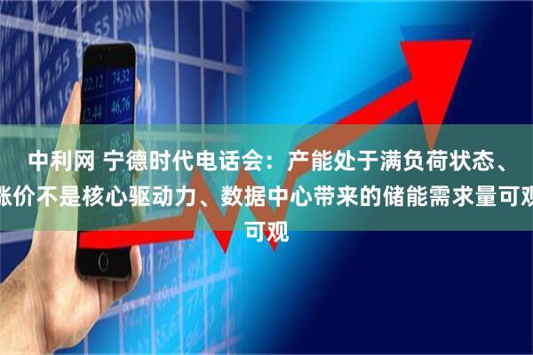 中利网 宁德时代电话会：产能处于满负荷状态、涨价不是核心驱动力、数据中心带来的储能需求量可观