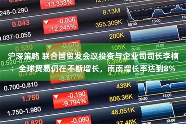 沪深策略 联合国贸发会议投资与企业司司长李楠：全球贸易仍在不断增长，南南增长率达到8%